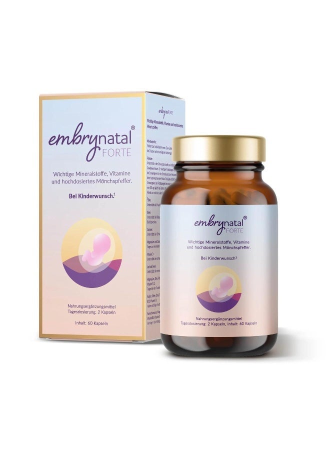 Embrynatal Forte Women – Plant-Based Fertility Support Supplement, Vitamins & Minerals for Hormonal Balance & Ovulation, 60 Capsules - Image 1